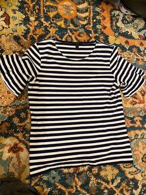 J. Crew Navy & White Striped Short Sleeve Tee